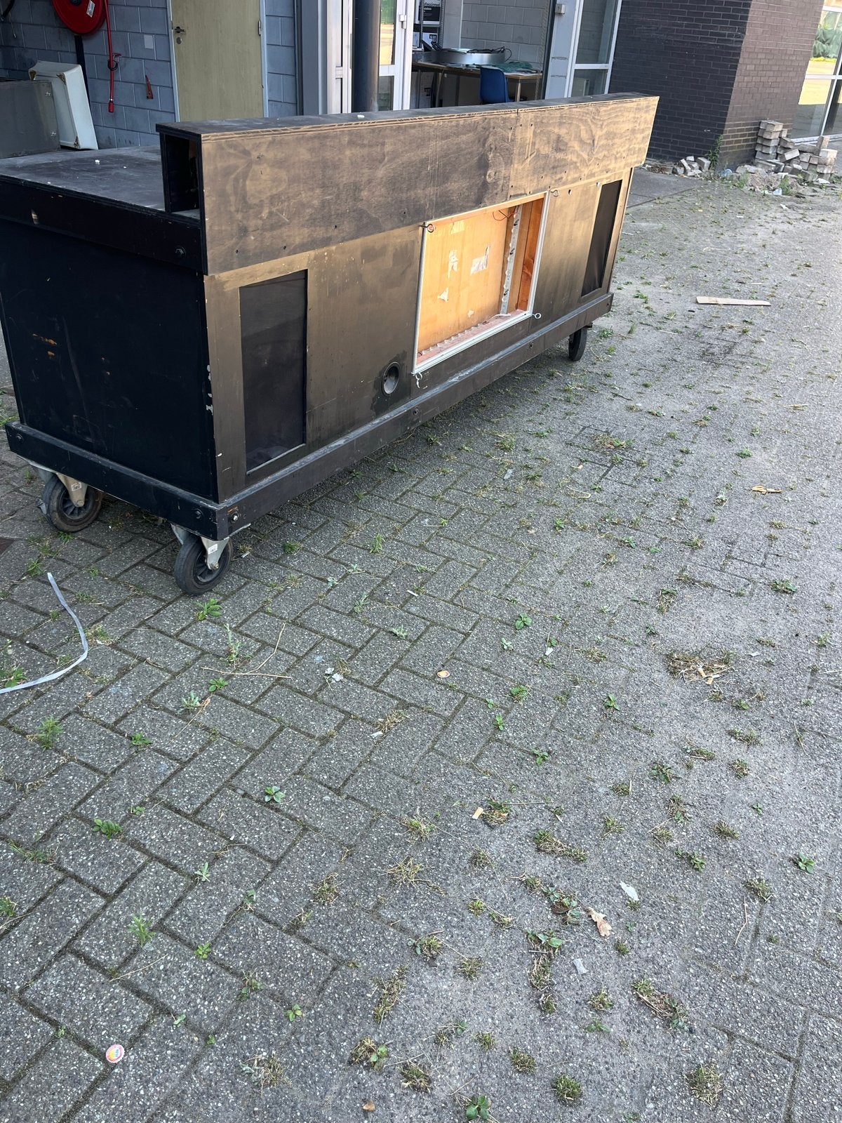 Stevige houten verrijdbare DJ booth met ingebouwde electra, Ophalen, Gebruikt, Dj-set, Overige merken