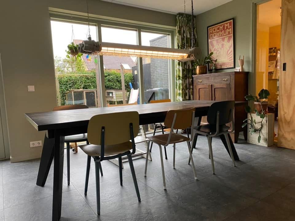 Industriële lamp, dimbaar led! 150cm breed, Ophalen, Gebruikt, Metaal, Industrieël, vintage