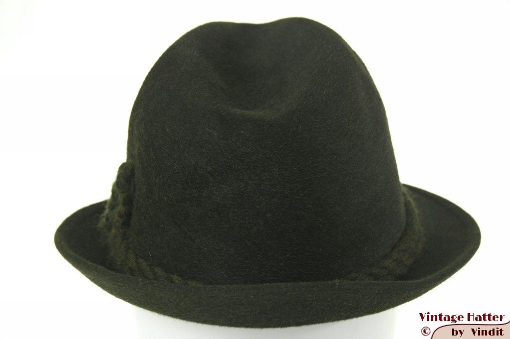 Vintage Jacht gleufhoed MyLord groen haarvilt 55 = S tot XS, Hoed, Ophalen of Verzenden, 57 cm (M, 7⅛ inch) of minder, MyLord