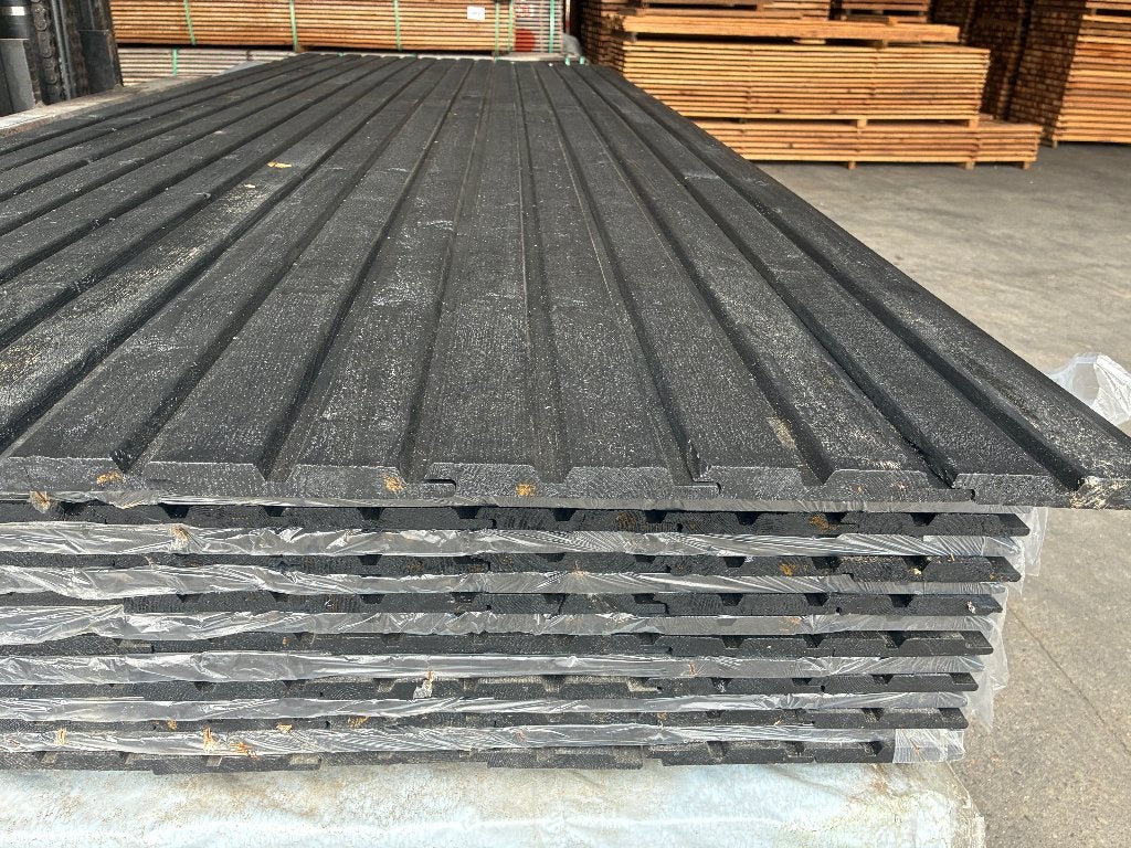 Zwarte rabatdelen-channelsiding-planken–schutting–18x130mm, Ophalen, Planken, Nieuw, Hardhout