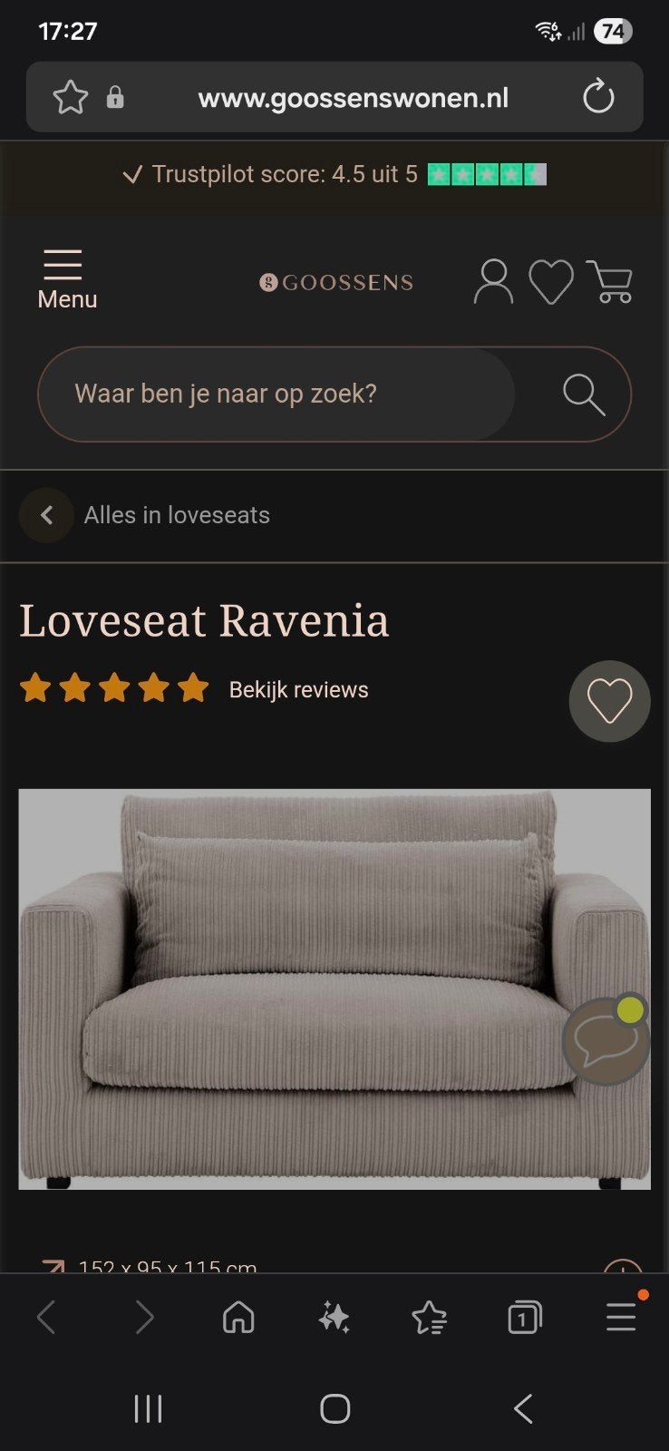 Goossens Ravenia Loveseat - Zo goed als nieuw, Ophalen