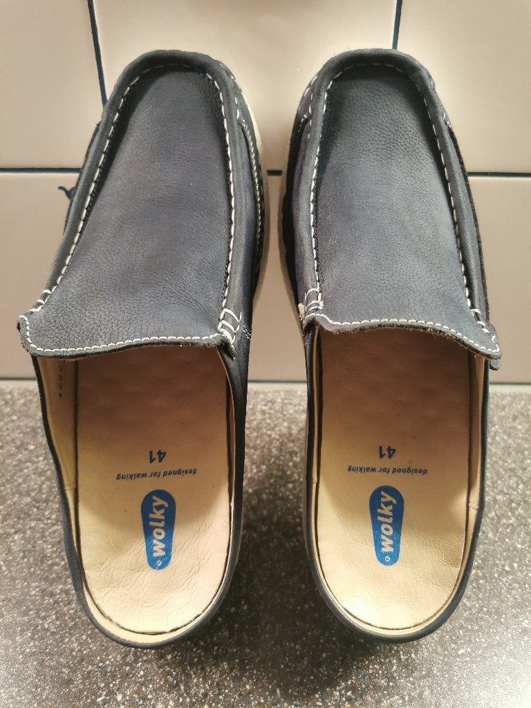 Wolky Roll Slide denim kleur blauw slipper instapper mt. 41, Wolky, Blauw, Instappers, Ophalen of Verzenden