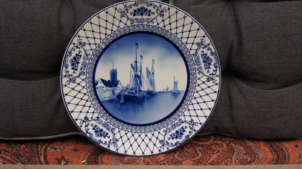 Delfts Blauw Sierbord met Hollands Landschap, Ophalen