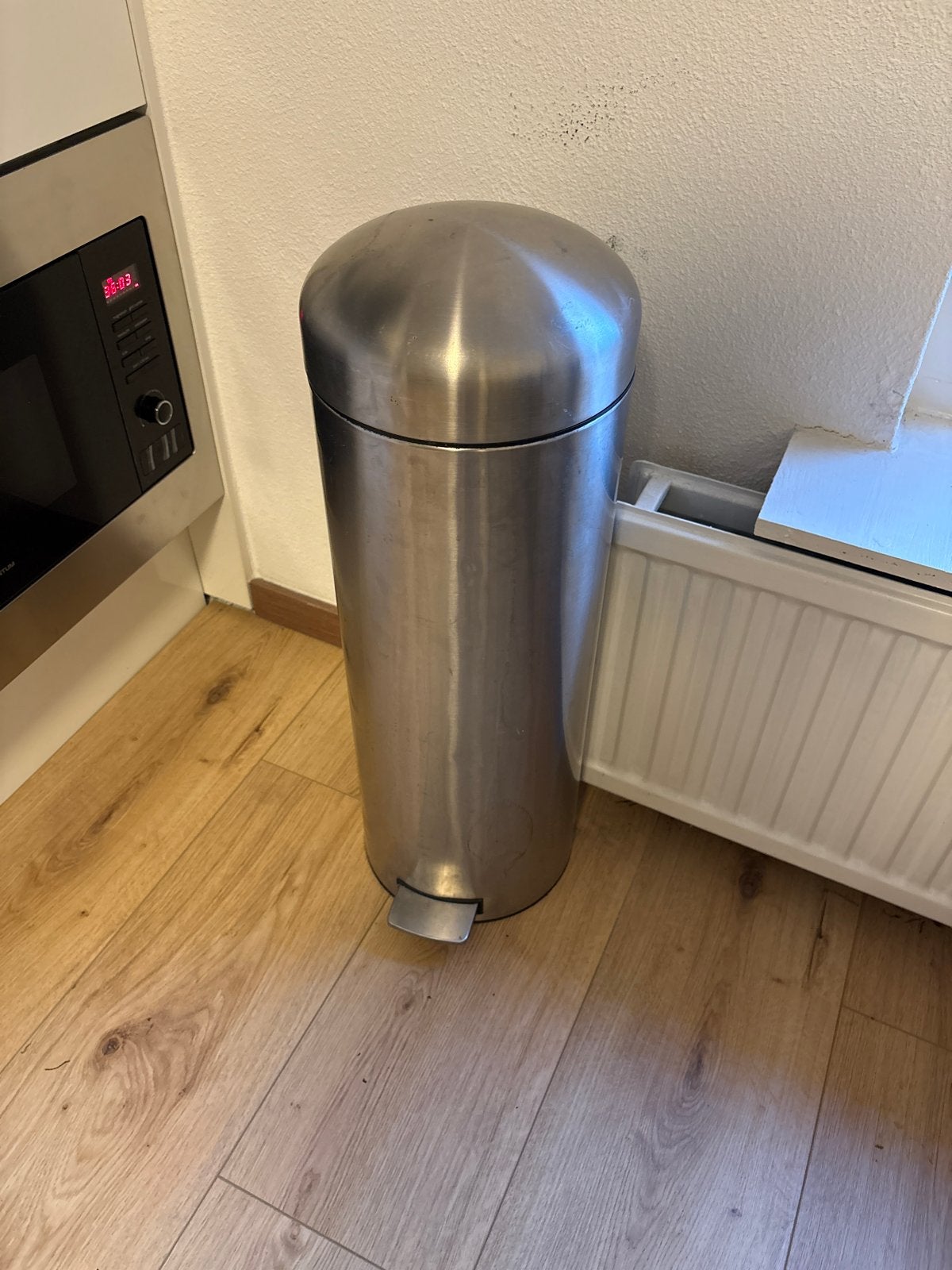 Brabantia prullenbak met pedaal - RVS, Ophalen, 50 – 75, Gebruikt, Met pedaal