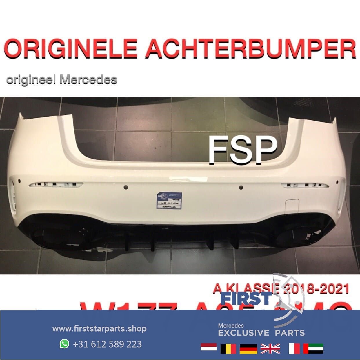 W177 A35 AMG ACHTERBUMPER WIT + DIFFUSER Mercedes A Klasse 3, Gebruikt, -, Ophalen of Verzenden, Achter