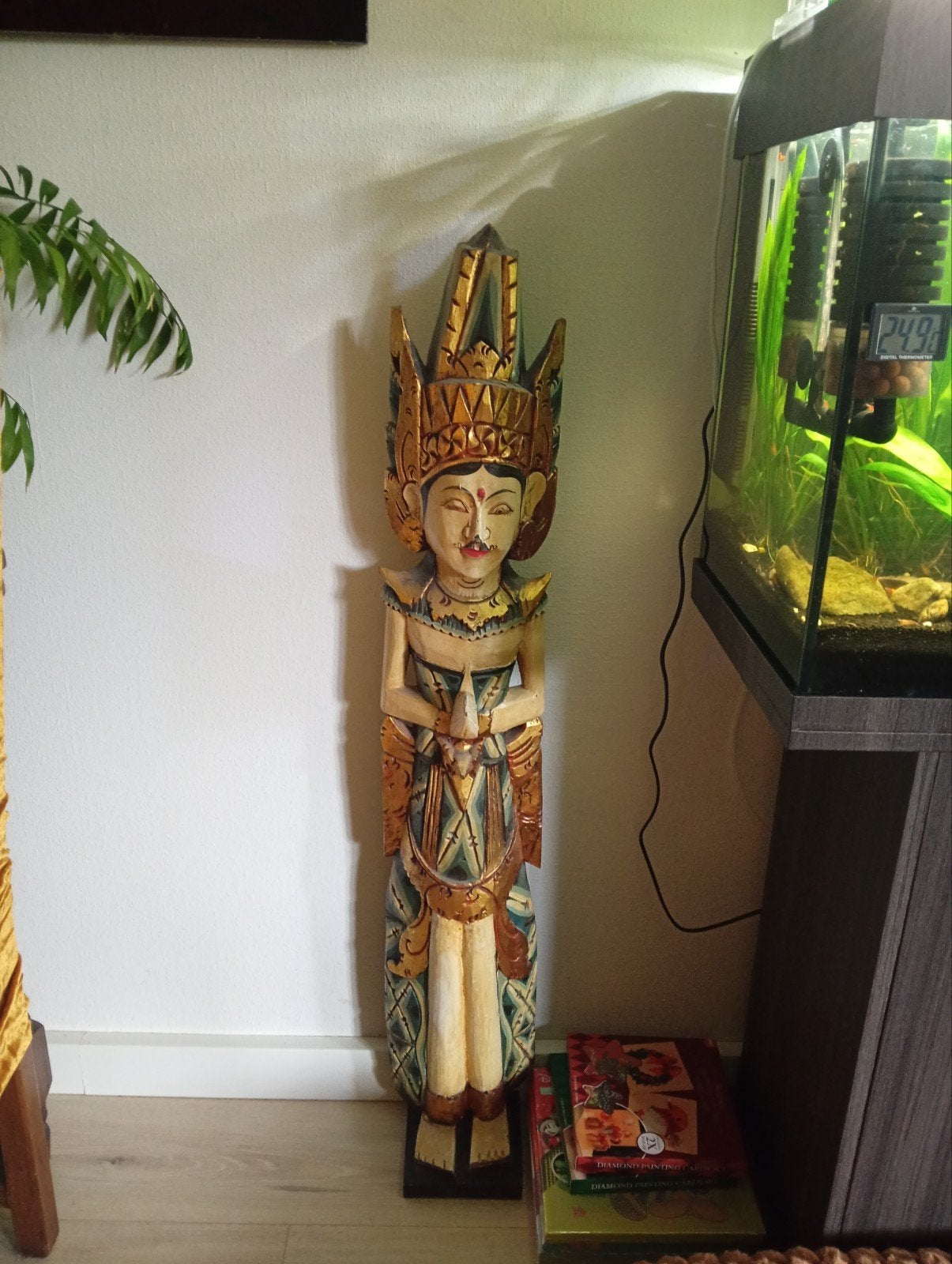 Handgesneden Balinees houten beeld - Vrouw, Ophalen, 50 - 100 cm, Beeld, Hout