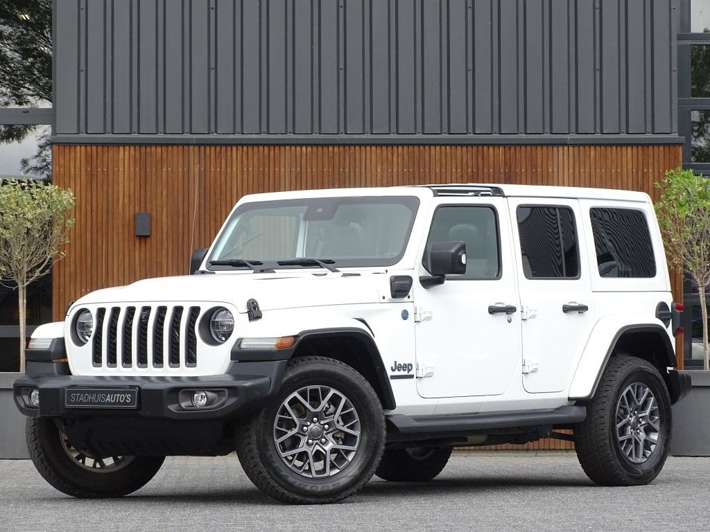 Jeep Wrangler Unlimited Hybrid 380PK 4xe / 80th Anniversary, 4 cilinders, Wit, Leder, Bedrijf