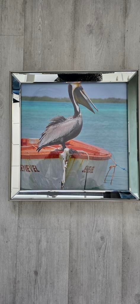Vierkante fotolijst met spiegelrand 46 cm, Ophalen, Overige materialen, Minder dan 50 cm, Gebruikt