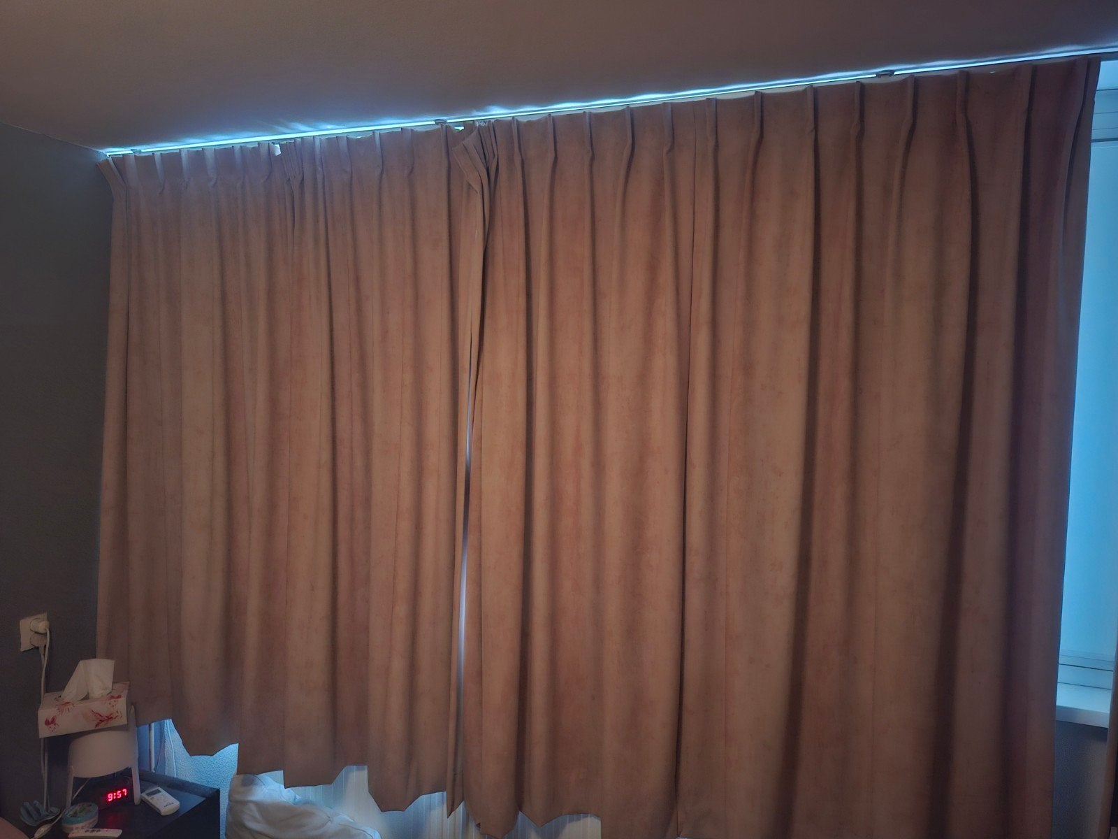 gratis gordijnen, Huis en Inrichting, Ophalen, Bruin, Met haken