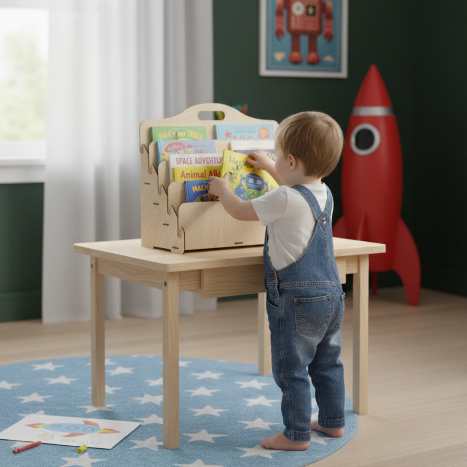 Simux Montessori Kinderboekenrek 4 Laags HoutenMini Esdoorn, Kinderen en Baby's, Kinderkamer | Overige Meubels, Ophalen of Verzenden