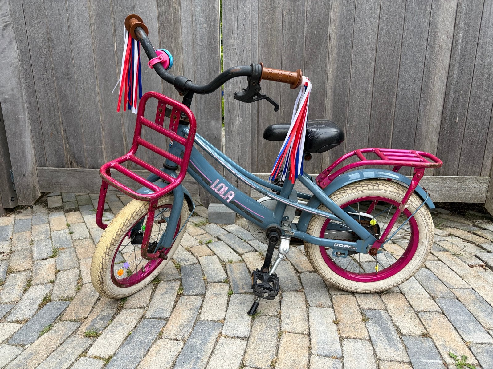 Kinderfiets Lola Popal 14 inch met voordrager, Fietsen en Brommers, Fietsen | Kinderfietsjes, Ophalen, Gebruikt, Terugtraprem