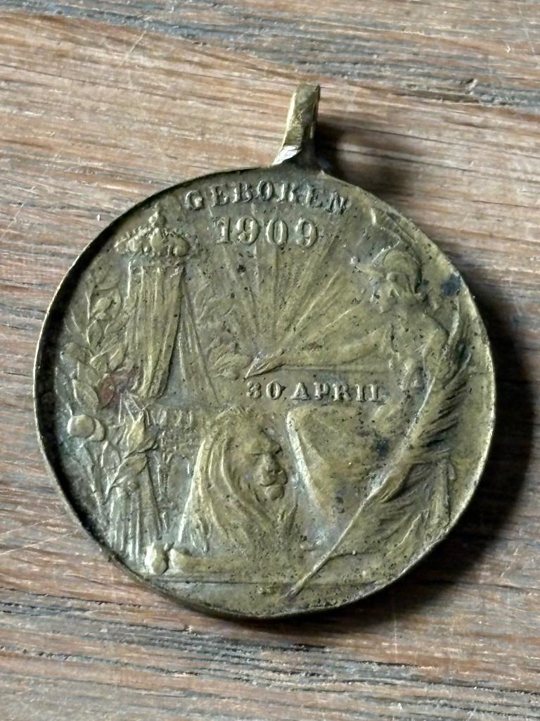 Penning Wilhelmina 1909, Ophalen of Verzenden, Overige materialen, Nederland