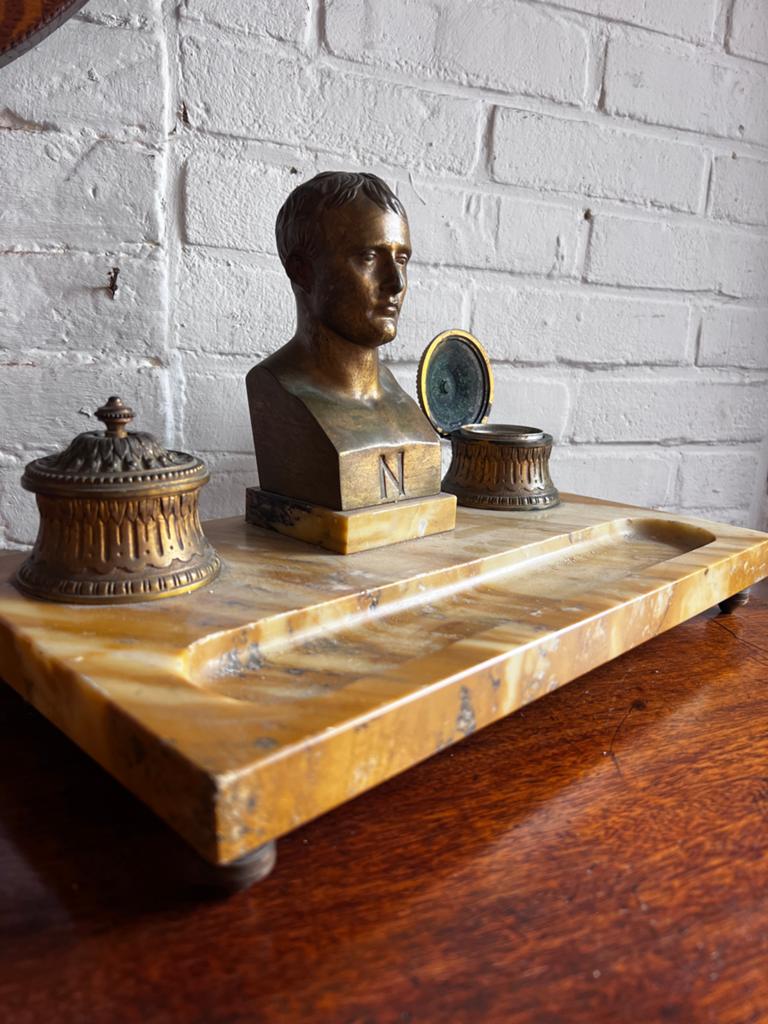 Antieke inktstel met Napoleon buste, marmer en brons, Ophalen of Verzenden