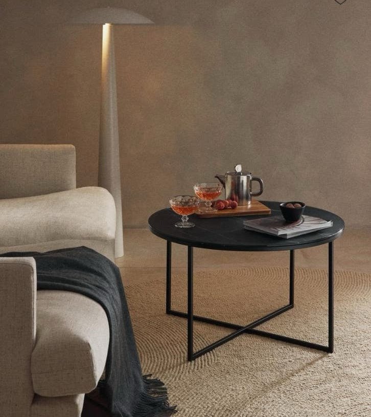 Westwing salontafel zwart marmerlook, Ø 80cm, Nieuwstaat, Ophalen, 50 tot 100 cm, Rond, 50 tot 100 cm