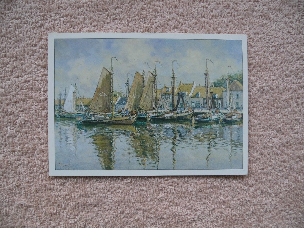 De vloot van Elburg - Kunst - Klaas Zwaan,, Ophalen of Verzenden, Voor 1920, Ongelopen, Gelderland