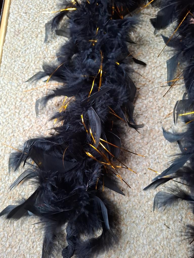 2 veren boa's, zwart met goud, 180 cm, Ophalen