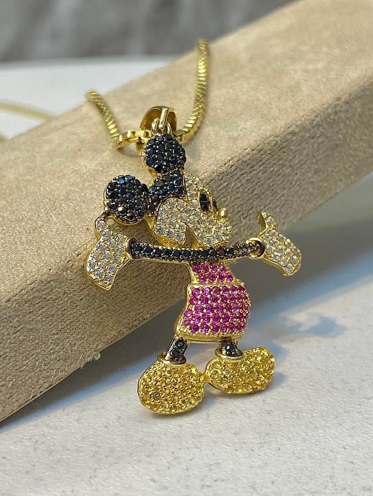 14k Ketting & Mickey Mouse | MASSIEF, Nieuw, Verstelbaar, Ophalen of Verzenden, Goud