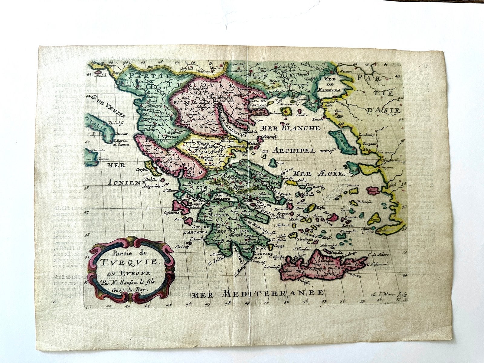 Antieke kaart van Turkije in Europa (Griekenland)16e eeuw, Boeken, Gelezen, Landkaart, 1800 tot 2000, Europa Overig
