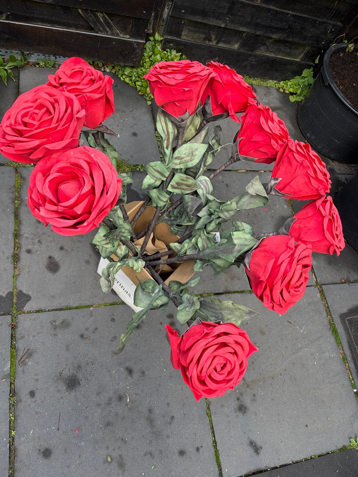Grote rode decoratie rozen - 10 stuks - 80cm hoog, Ophalen, Binnen, Gebruikt, Kunstbloem