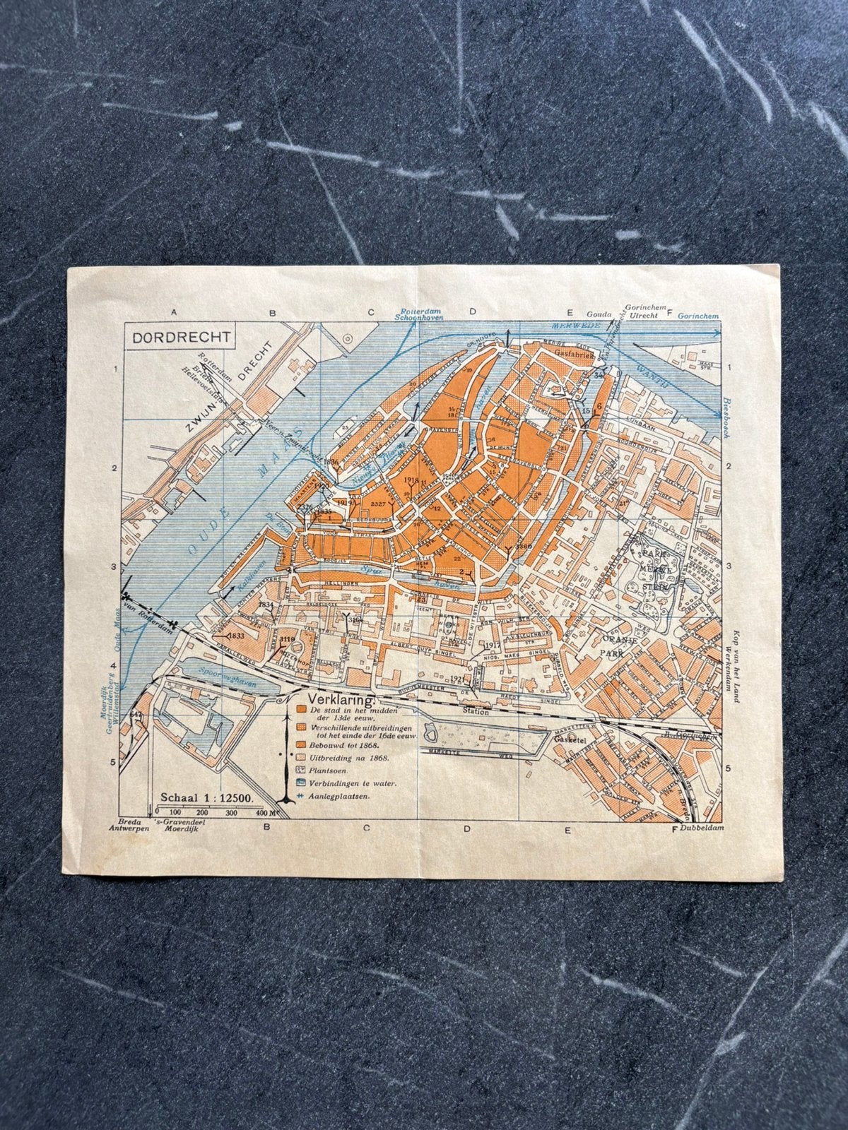 Dordrecht plattegrond decoratie, Ophalen of Verzenden, 1800 tot 2000, Nederland, Landkaart