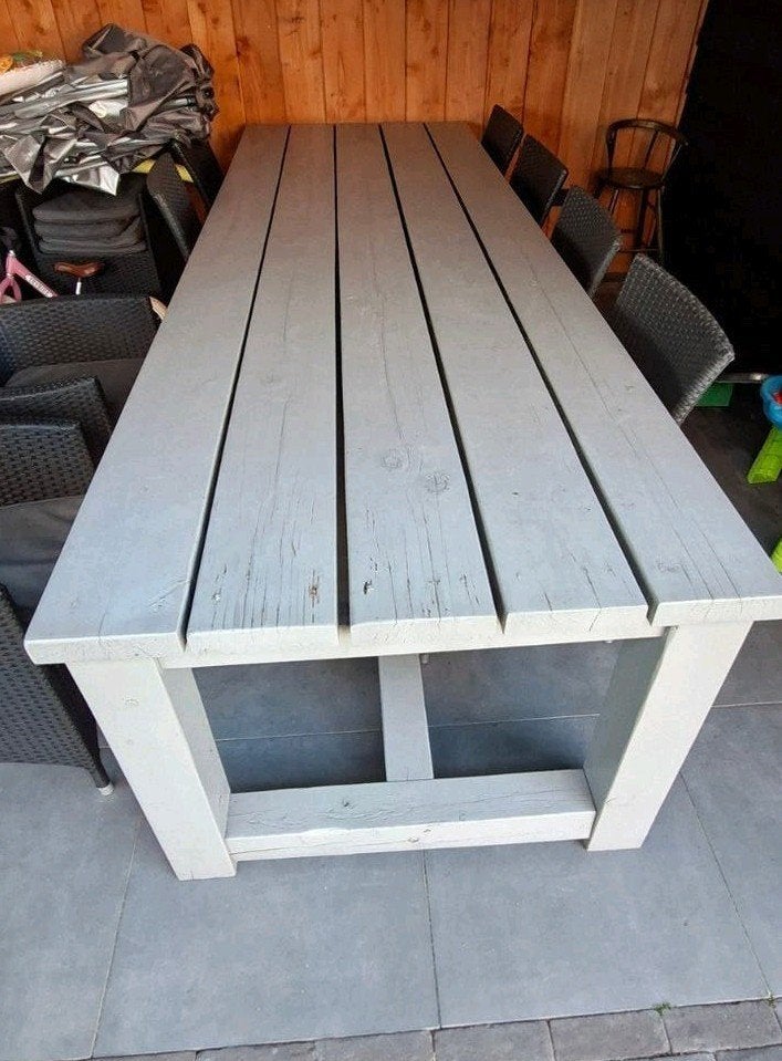 Te koop gebruikte HOUTEN TUINTAFEL, Tuin en Terras, Tuintafels, Ophalen, Gebruikt, Rechthoekig, Hout