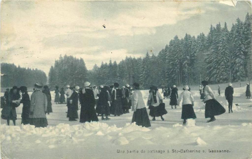 381-391-021 Lausanne Une partie de patinage a Ste-Catherine, Verzenden, Voor 1920, Overig Europa