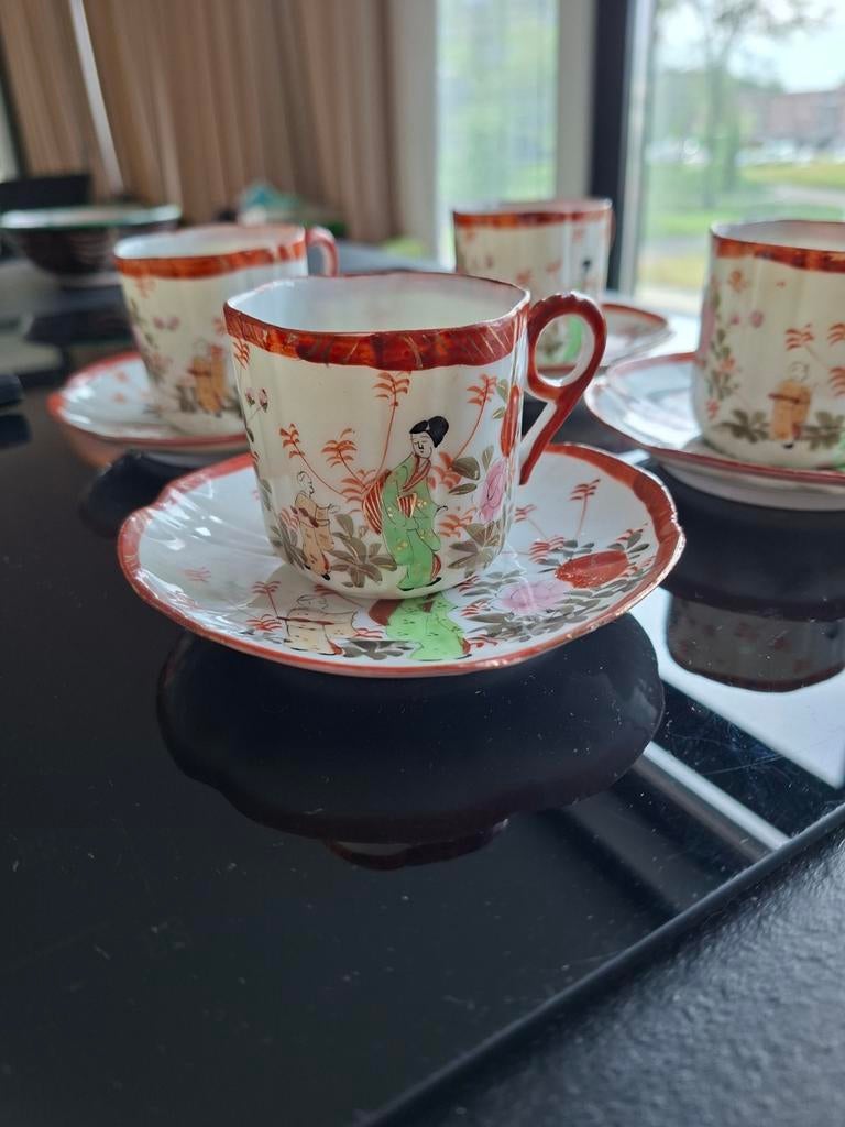 4 Vintage Japanse Eierschaal Porseleinen Kop & Schotels, Ophalen of Verzenden
