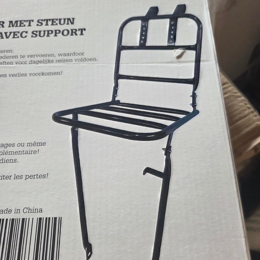 Fietsvoordrager met steun - Zwart, Ophalen of Verzenden, Nieuw