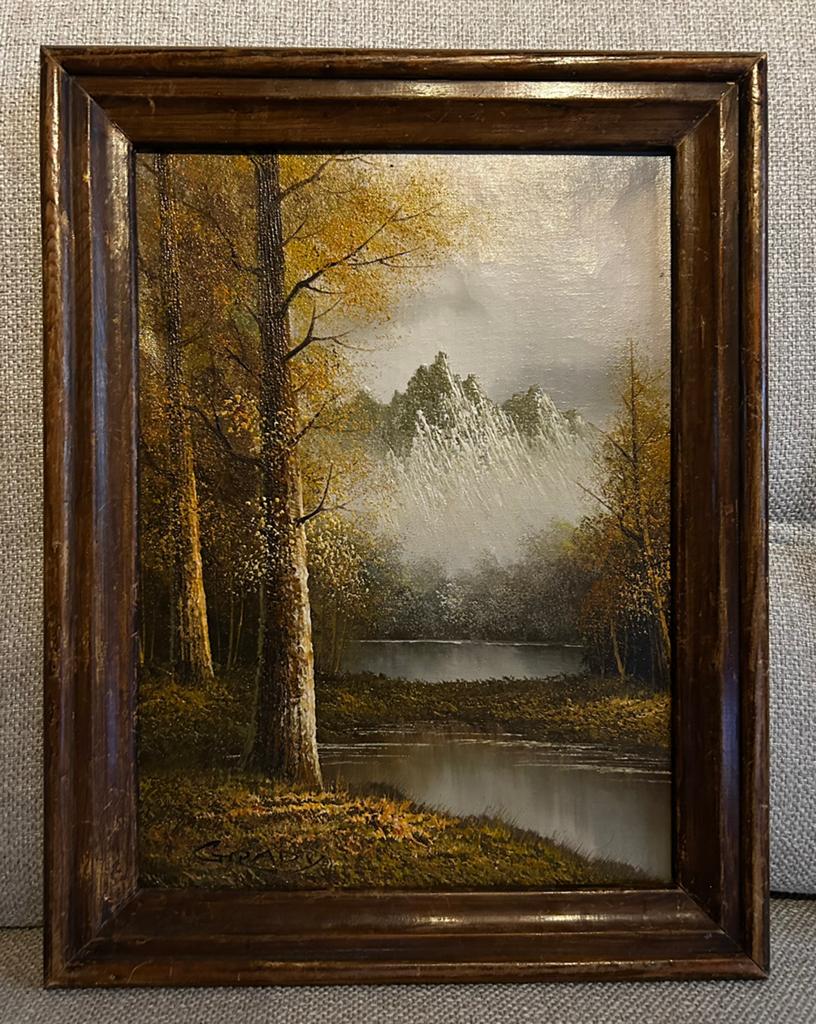 Schilderij met Herfstlandschap en Berggezicht, Antiek en Kunst, Kunst | Schilderijen | Klassiek, Ophalen of Verzenden