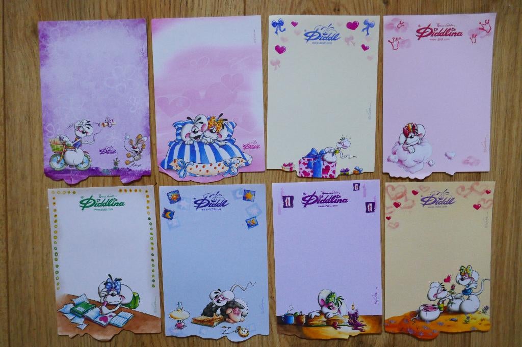 8x Diddl reliëf blaadjes, Ophalen of Verzenden, Diddl, Nieuw, Papier, Kaart of Schrift