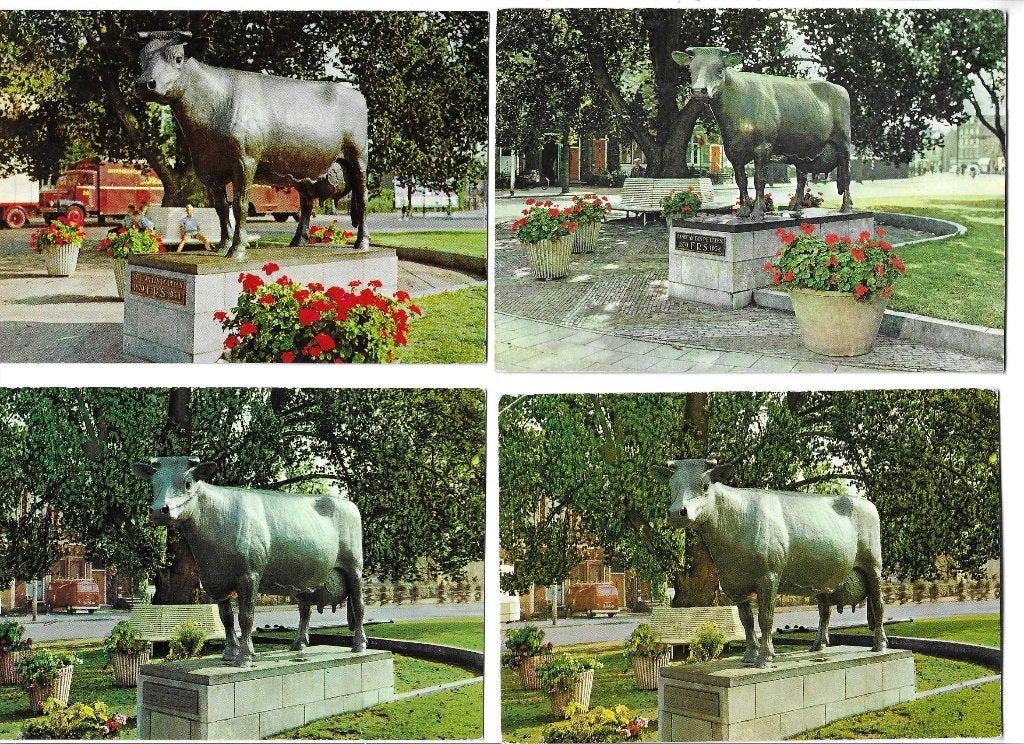 koe  leeuwarden  4x  standbeeld, Verzamelen, Verzenden, 1960 tot 1980, Gelopen, Friesland