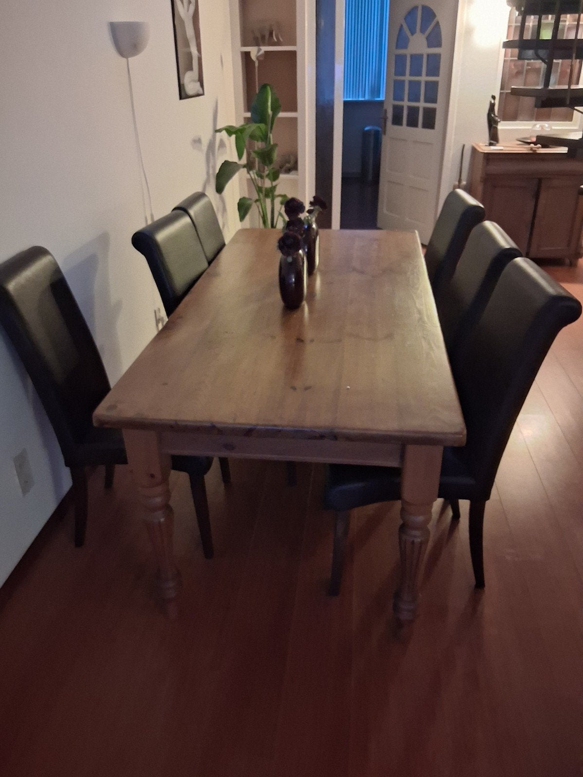 Eettafel van eikenhout met 6 stoelen, Ophalen, Gebruikt, 4 tot 6 stoelen