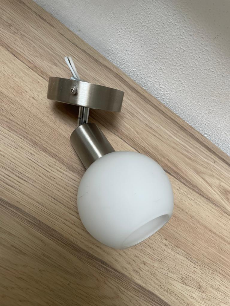 Retro Philips melkglas spot - wand- of plafondlamp, Ophalen of Verzenden, Gebruikt, Glas, Plafondspot of Wandspot