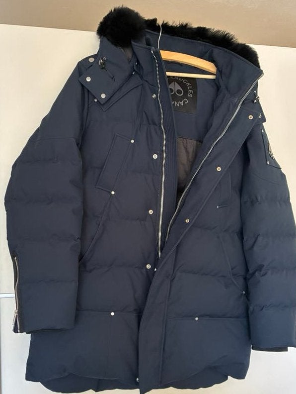 Moose Knuckles Canada donkerblauwe heren jas Xl blauw, Ophalen of Verzenden, Zo goed als nieuw, Maat 56/58 (XL), Blauw