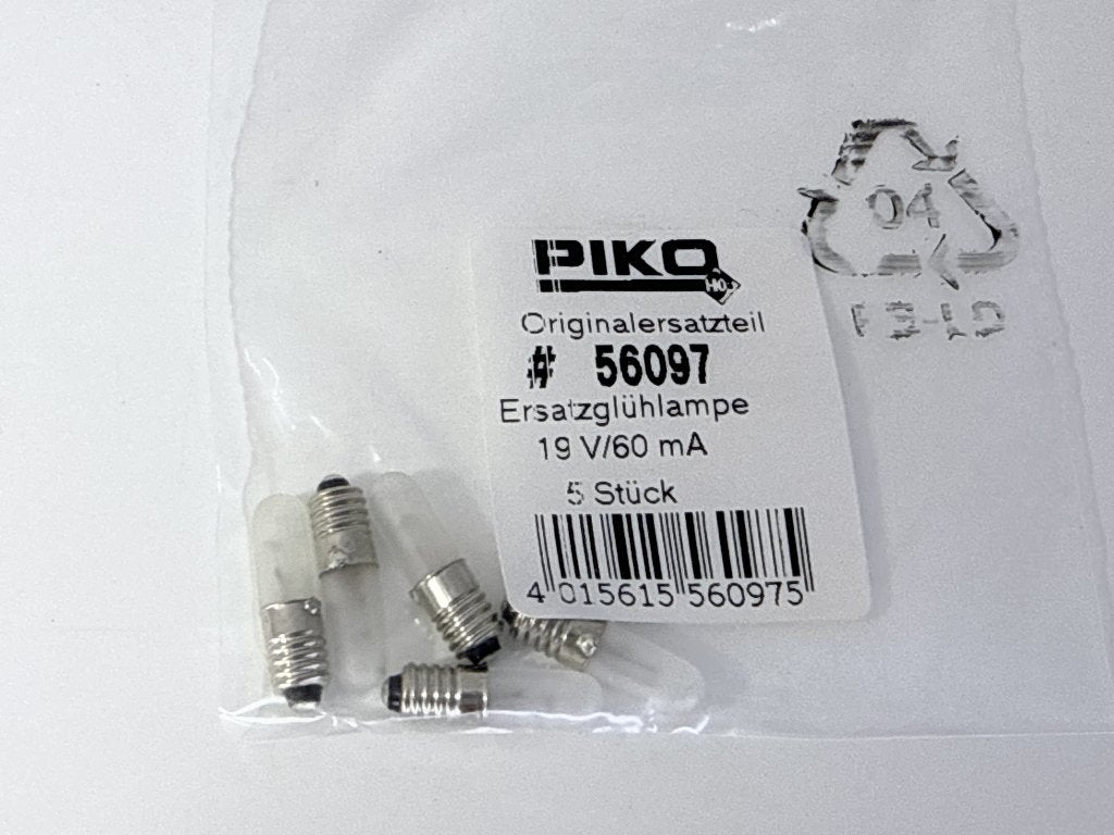 Piko 56097 - Lampe 19 V / 60 mA E 5,5 (5 stuks), Piko, Nieuw, Info@modeltrein-onderdelen.nl, Piko