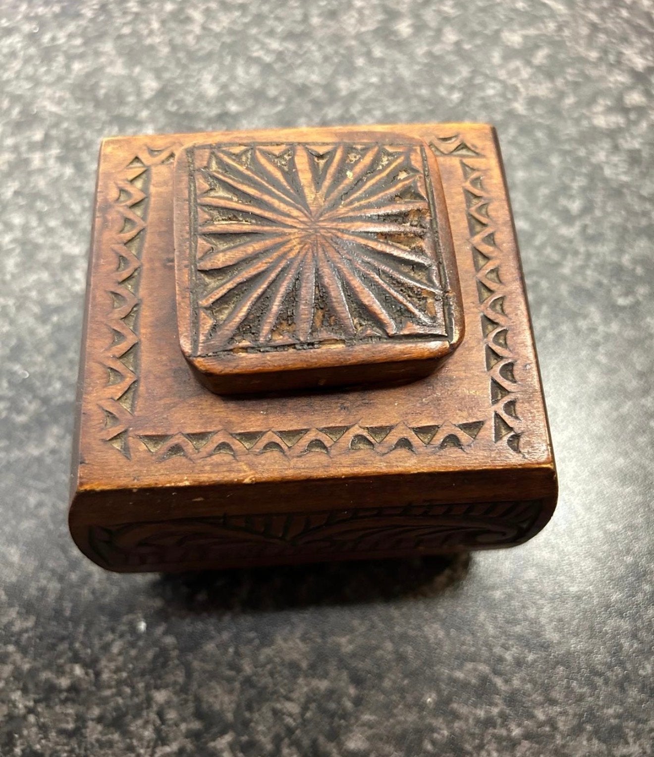 Antiek Houten Inktpotje met Snijwerk, Antiek en Kunst, Ophalen of Verzenden