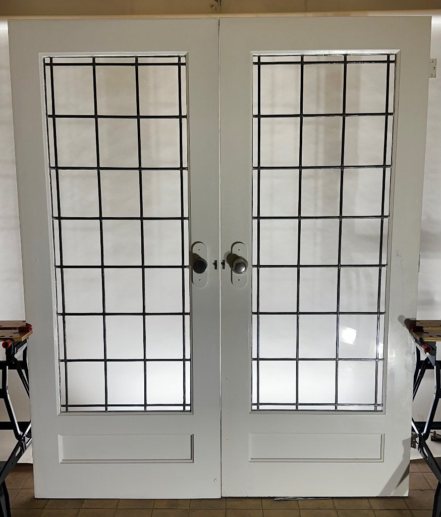 201x82 set ensuite klap deuren met glas in lood TOPSTAAT, Ophalen, Gebruikt, 80 tot 100 cm, Binnendeur