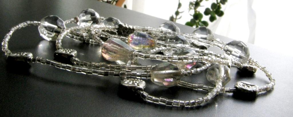 Prachtige Lange vintage Aurora Borealis kristal ketting, Verzenden, Zo goed als nieuw, Overige materialen