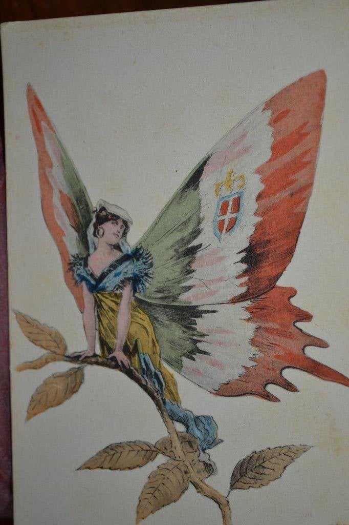 frankrijk patriotisch ww1 1915 vrouw vlinder Italie, Ophalen of Verzenden, Voor 1920, Gelopen, Sterren en Beroemdheden