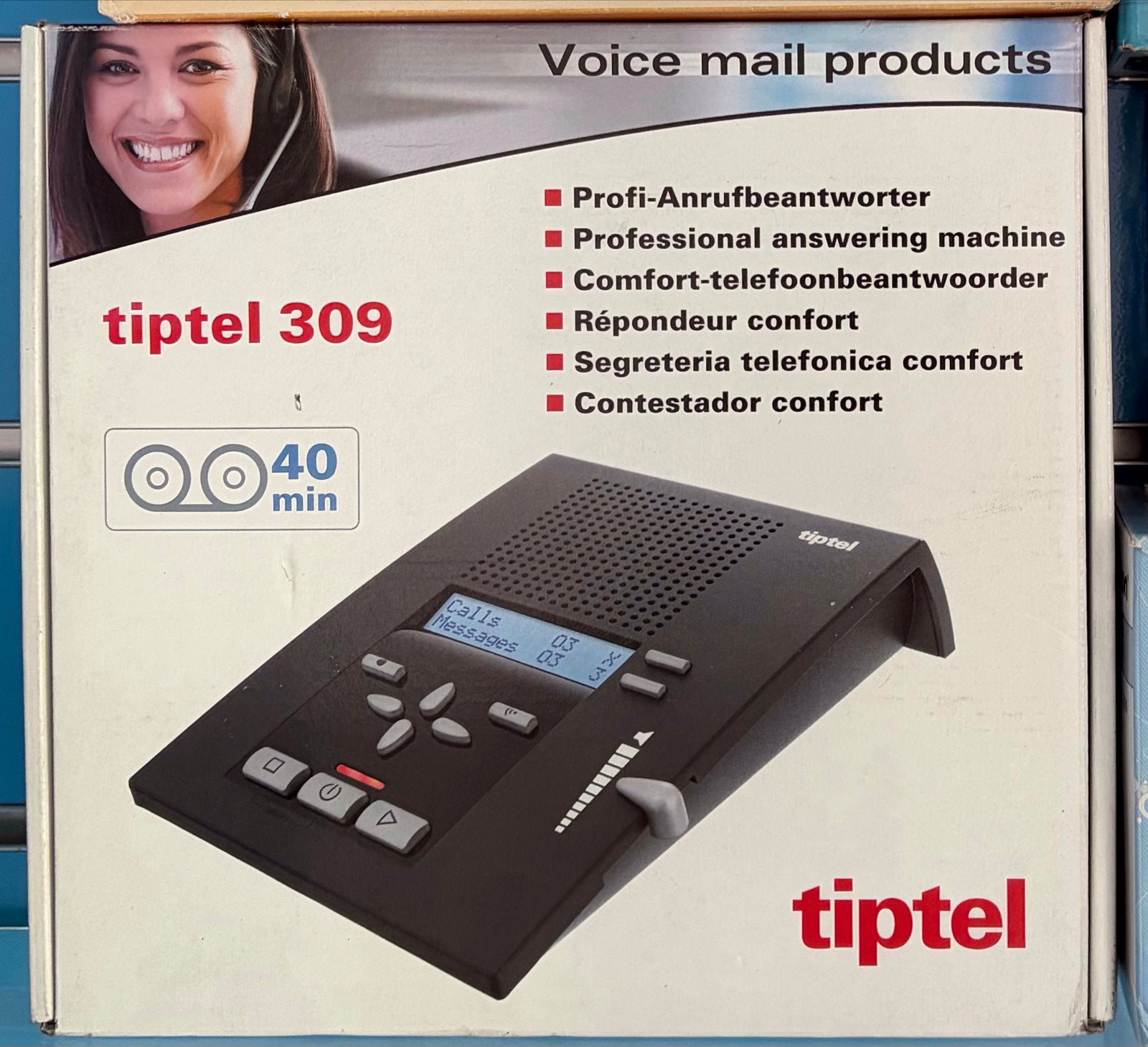Tiptel 309 Professionele Telefoonbeantwoorder - 40 min, Telecommunicatie, Antwoordapparaten, Nieuw, Met geheugen, Memofunctie