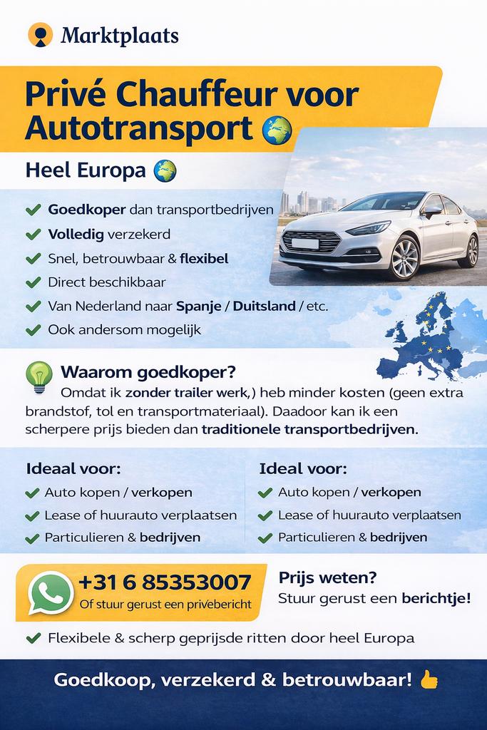 Auto transport chauffeur Europa | verzekerd & voordelig, Vacatures