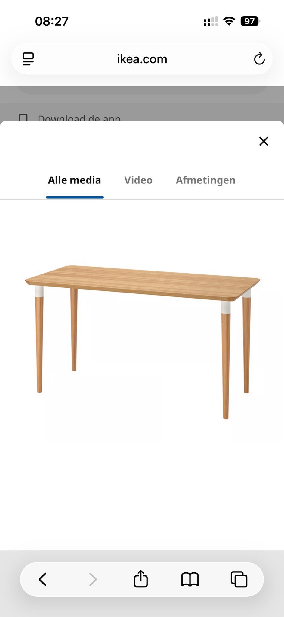 IKEA ANFALLARE / HILVER Bamboe Bureau met kabelgoot, Ophalen, Gebruikt, Scandinavisch, Hout