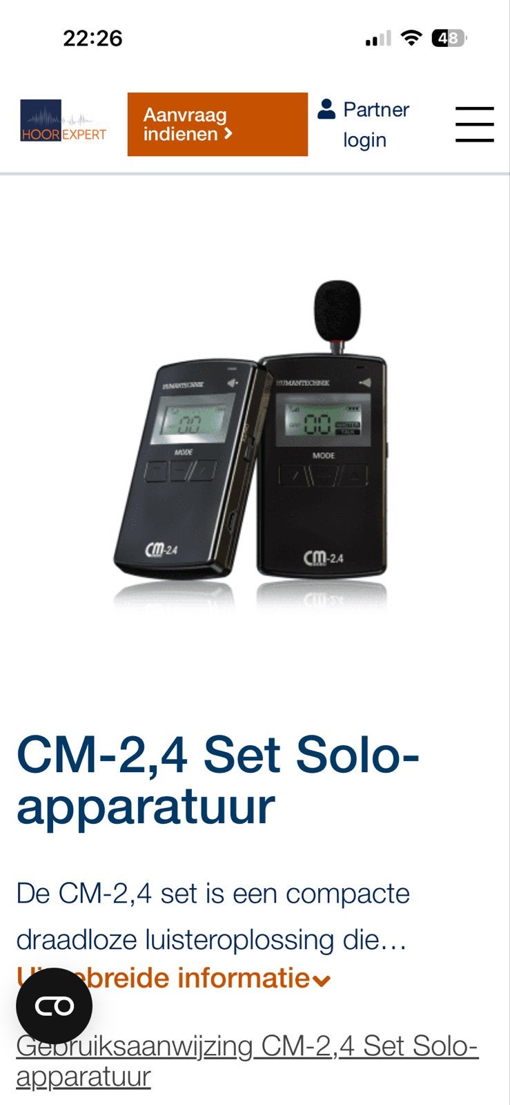 Humantechnik CM-2.4 Set Solo-apparatuur, Ophalen of Verzenden, Nieuw