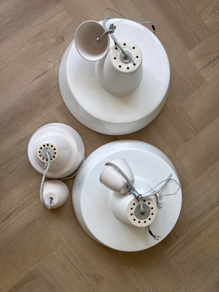 3 Witte keramieken pols potten lampen, Ophalen, Gebruikt, Overige materialen, Minder dan 50 cm
