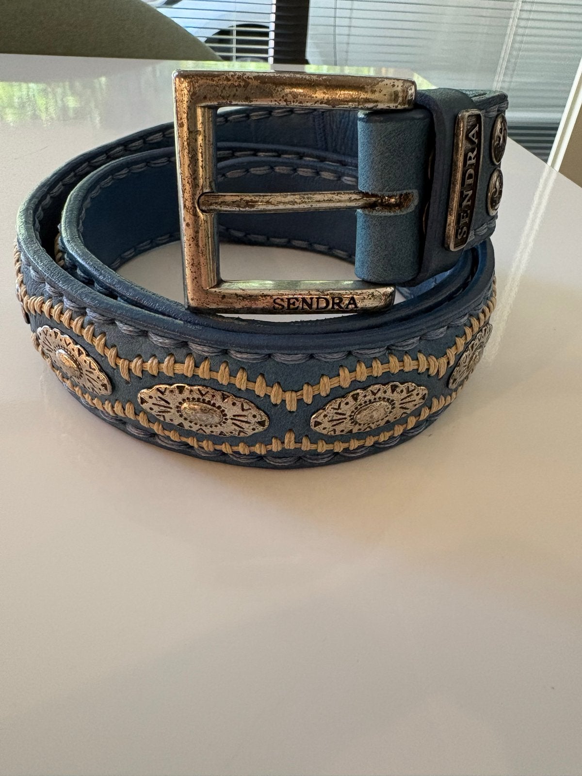 Sendra Leren Riem 100cm- Lichtblauw model 7606 (Nieuwstaat!), Overige kleuren, Echt leder, Heupriem, Ophalen of Verzenden