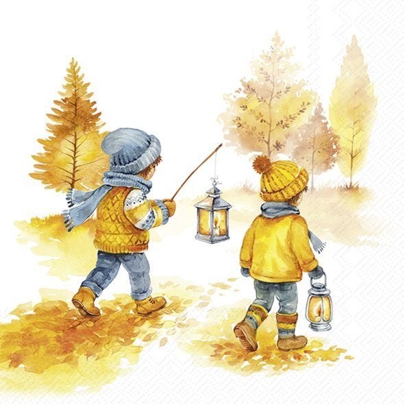 servetten per stuk, herfst wandeling, decoupage / hobby, Nieuw, Meerkleurig, Papier of Karton, Overige merken