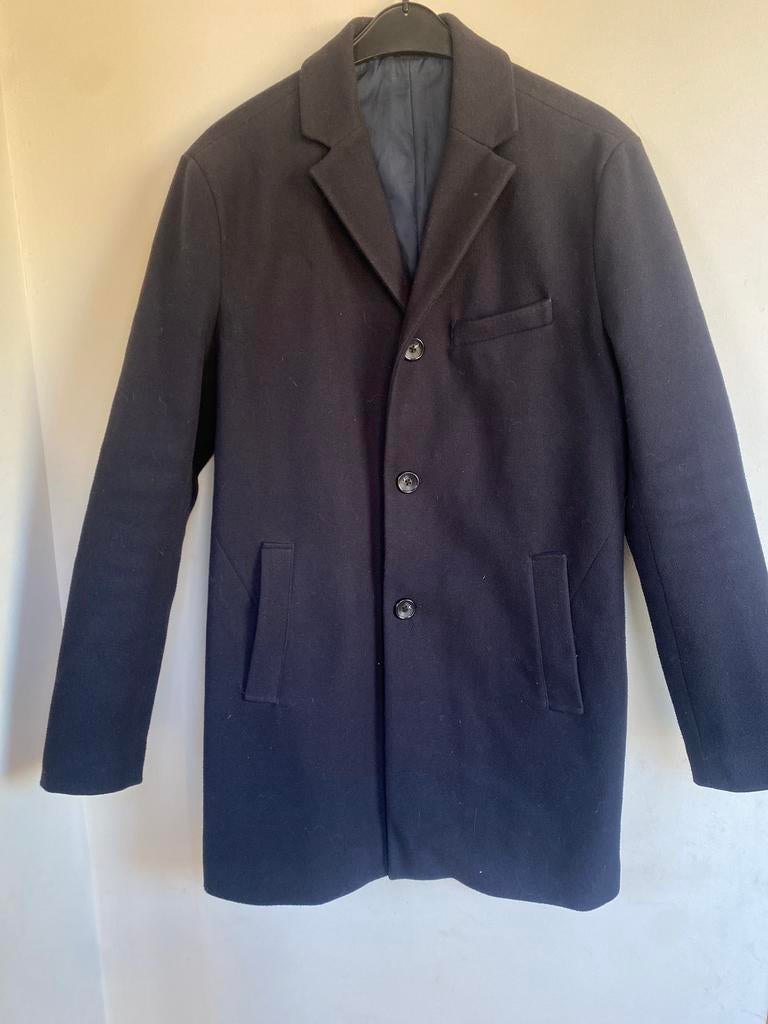 WE Fashion Heren Mantel / Overjas - Donkerblauw - Maat M, Kleding | Heren, Kostuums en Colberts, Verzenden, Gedragen, Maat 48/50 (M)