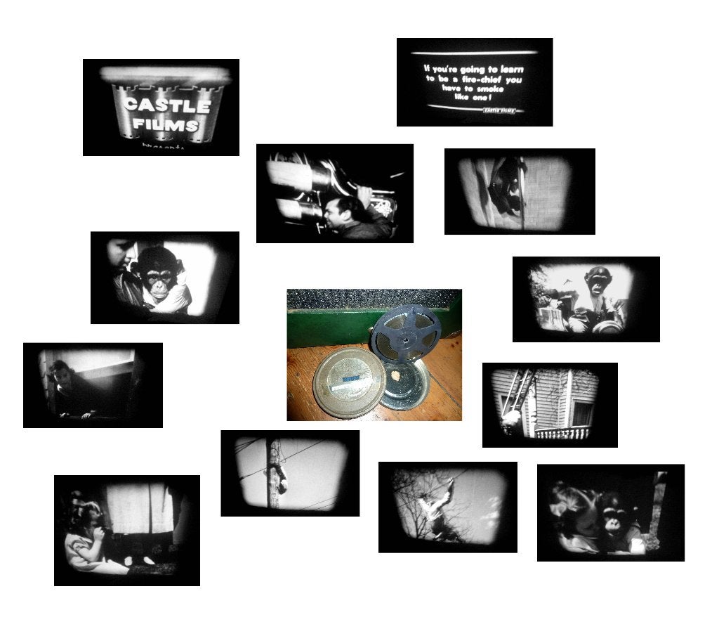 8mm film Chimp the Fireman Castle zw/w silent N8 -, Ophalen of Verzenden, 8mm film