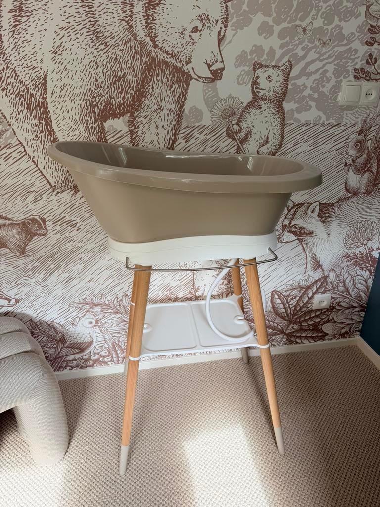 Bebe-Jou Sense Babybad en Badstandaard - Taupe, Ophalen, Zo goed als nieuw, Badje, Bébé-jou