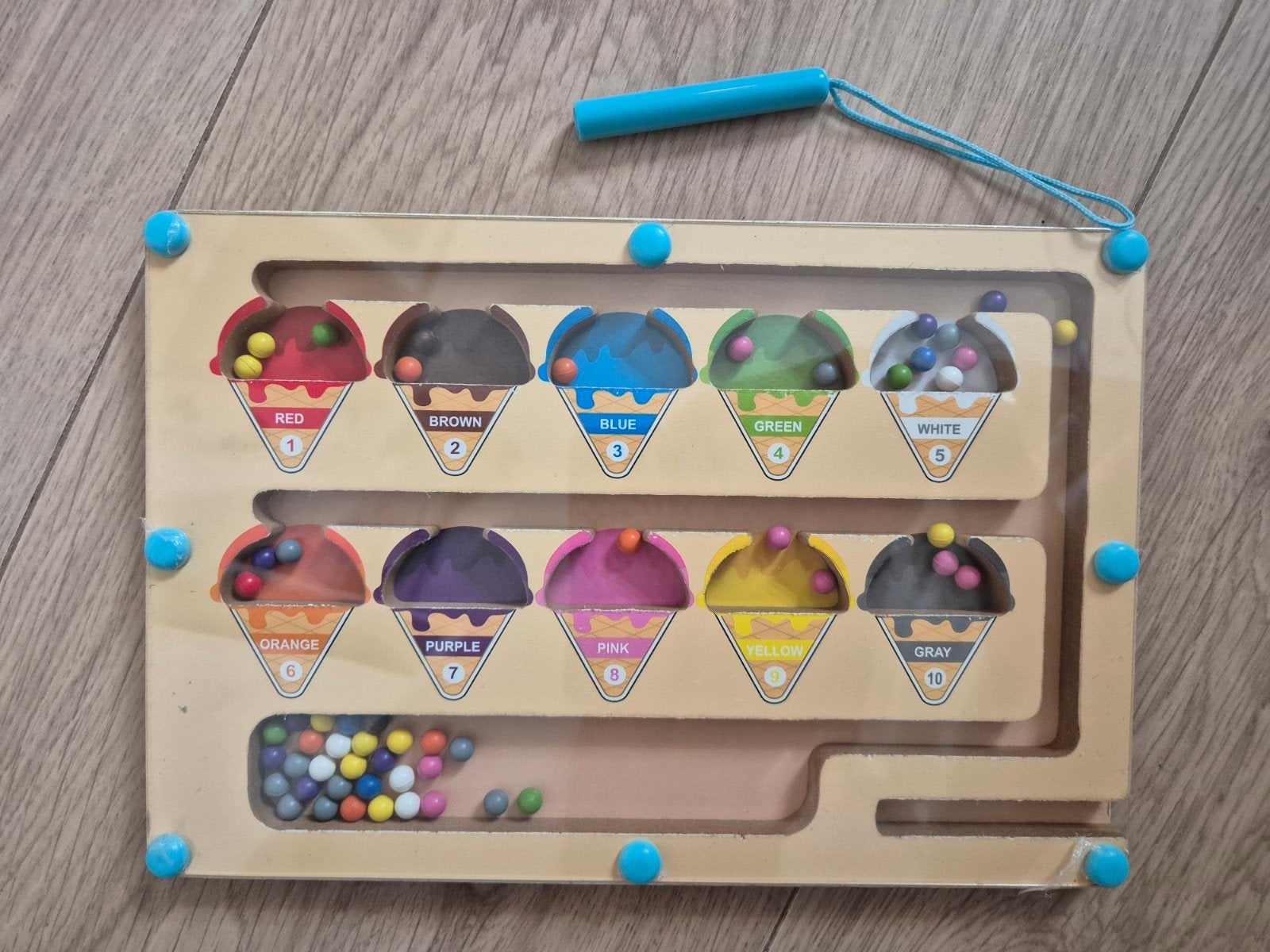 Houten magnetisch doolhof met kleuren en cijfers, Ophalen of Verzenden, Nieuw, Overige typen